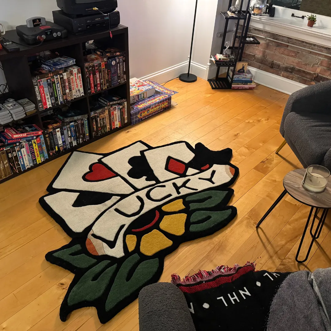 Sailor Jerry Heart Tattoo Rug Made from New Zealand Wool Placed in Customer House.