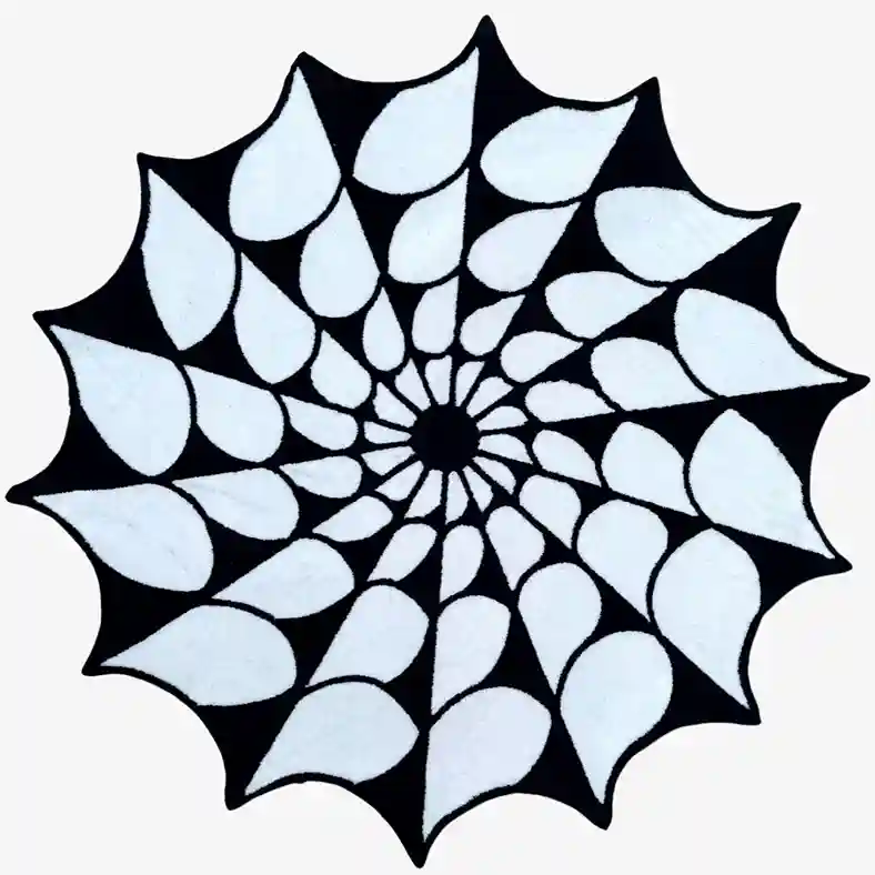 Spiderweb Area Rug – Gothic-Inspired Black Rug with White Web Detailing, Soft & Durable