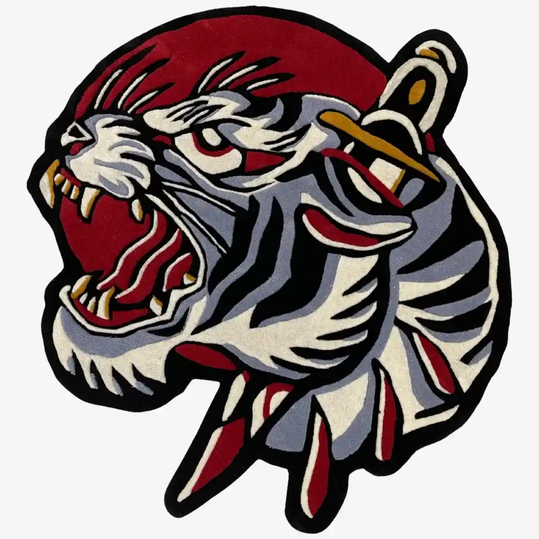 Sun Tiger Area Rug – Tattoo-Inspired Carpet by Sneagear