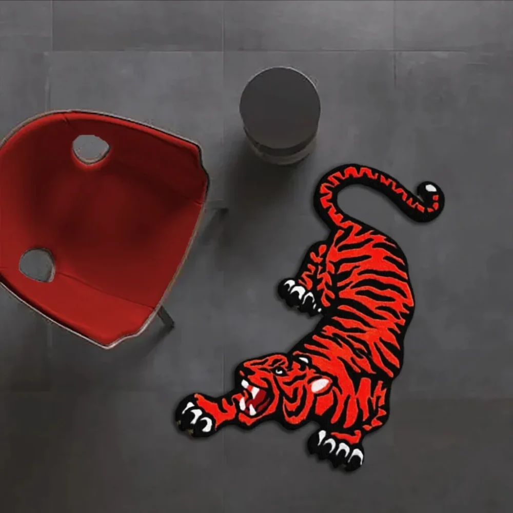Red Coral Tiger Area Rug