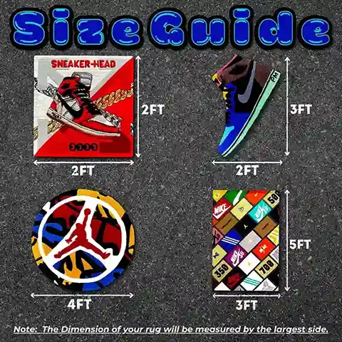 size guide of sneaker rug