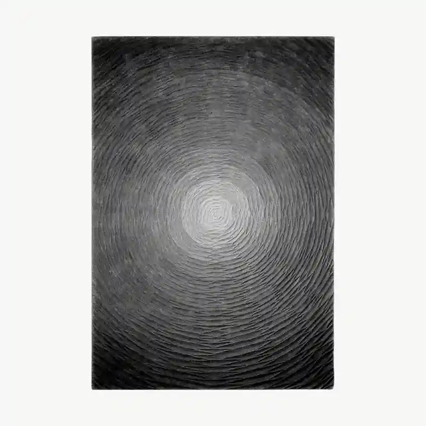 black & white circle hand tufted area rug