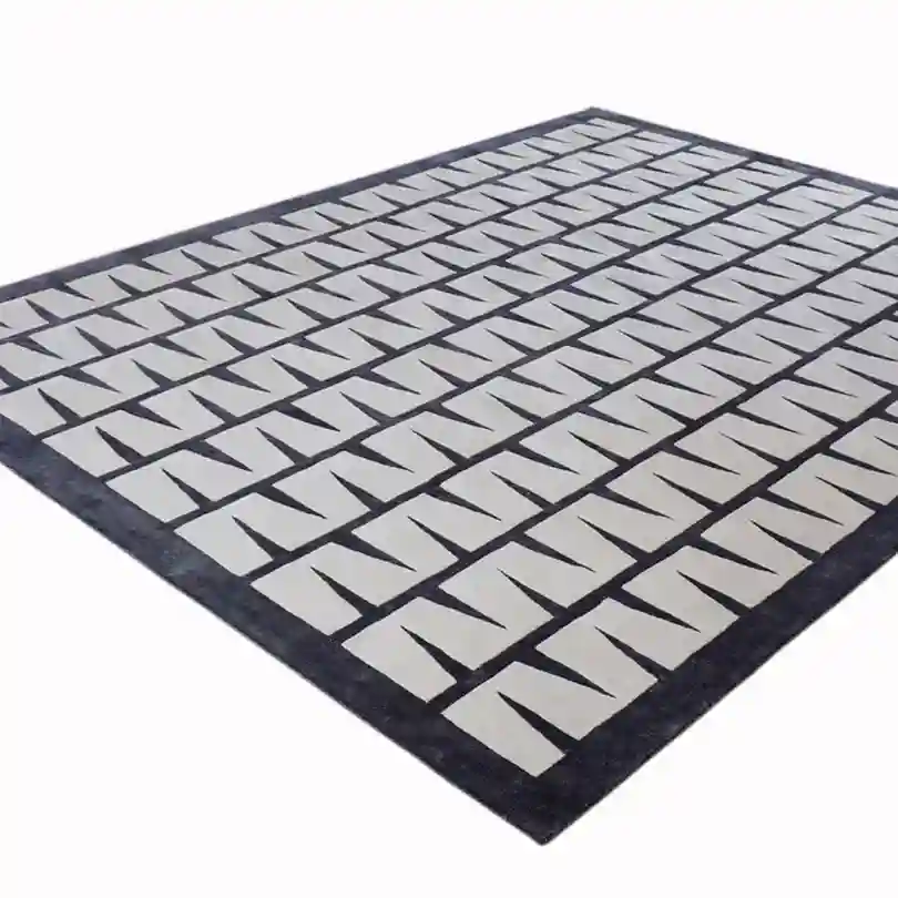black & white geometrical hand tufted rug