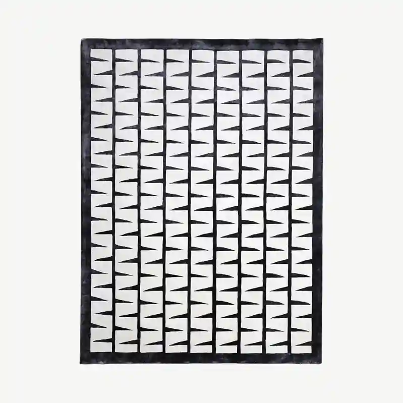 black & white geometrical hand tufted rug