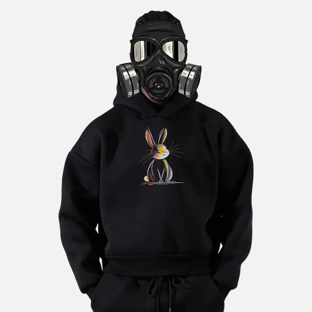 Funny Rabbit Embroidered Hoodie Funny Rabbit Embroidered Hoodie