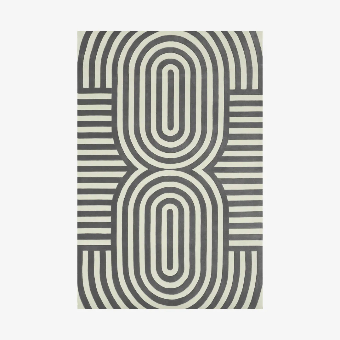 gray and white hand tufted solid rug