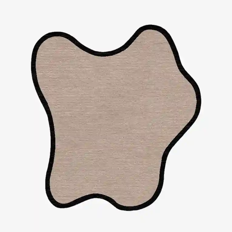 irregular black border hand tufted rug