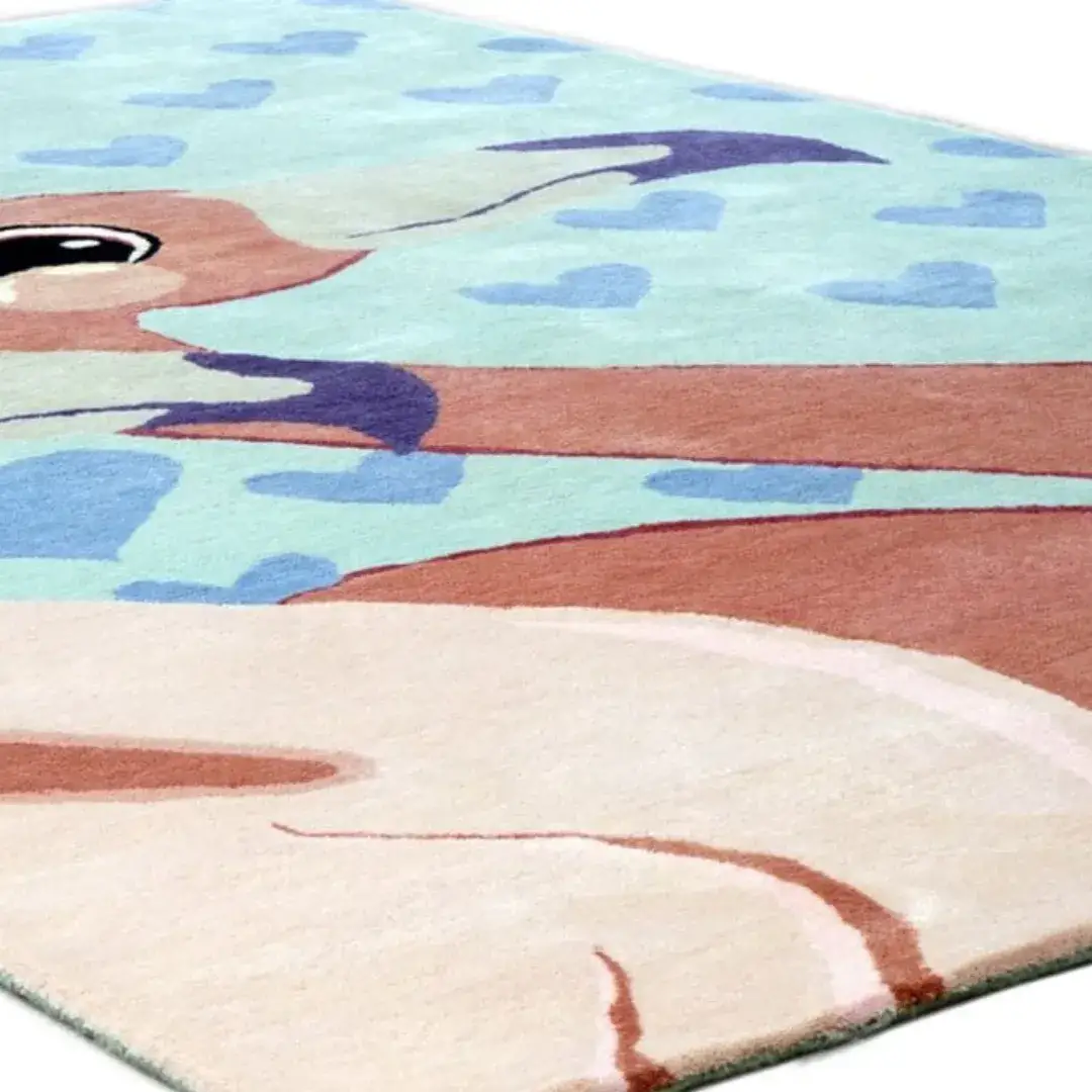 lovebirds blue hand tufted designer rug