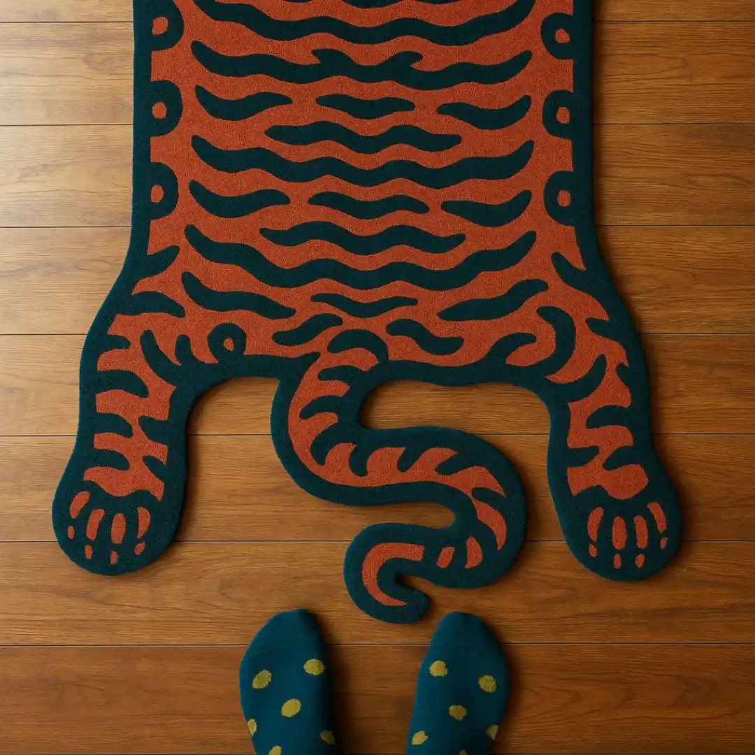 Orange Traditional Tibetan Tiger Rug