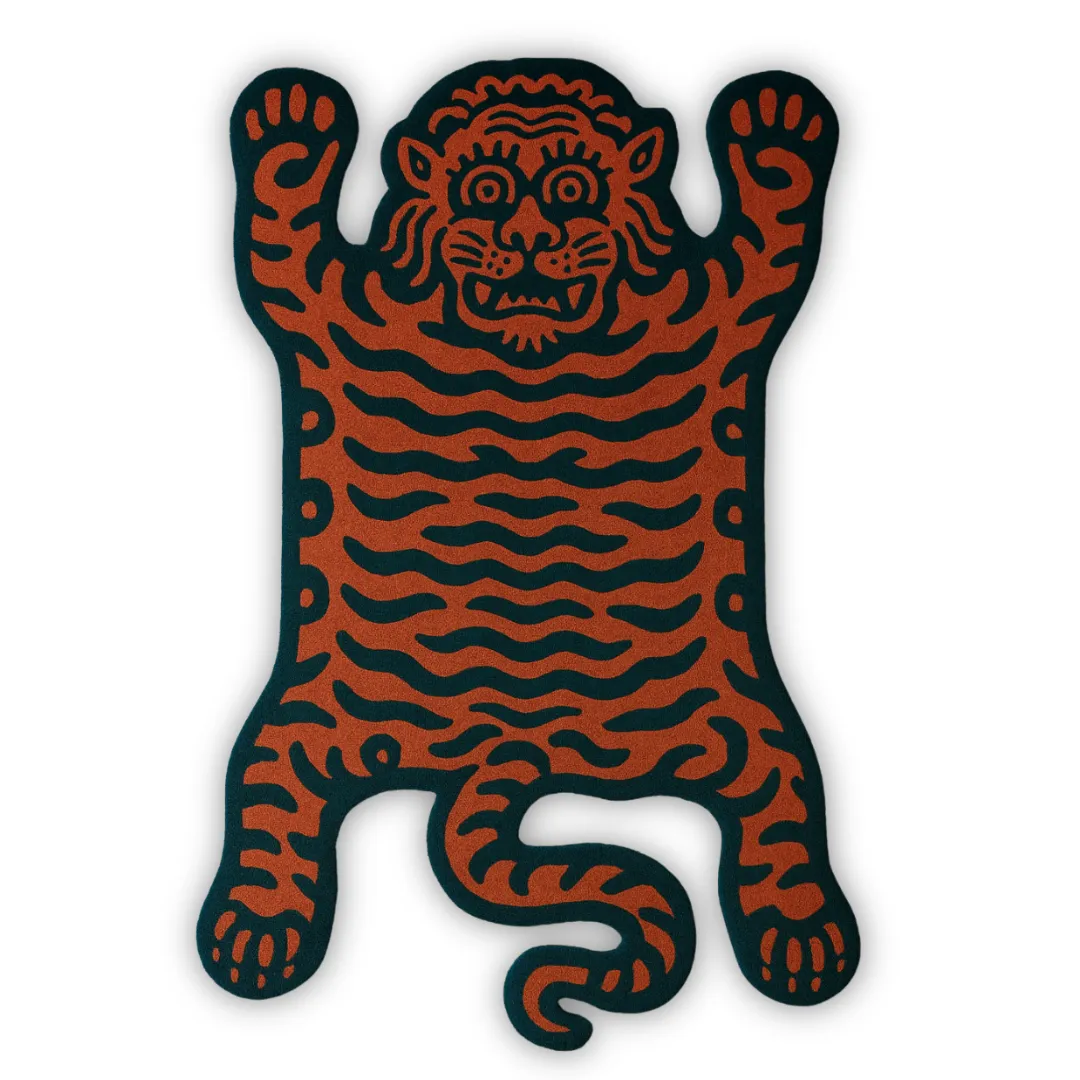 Orange Traditional Tibetan Tiger Rug