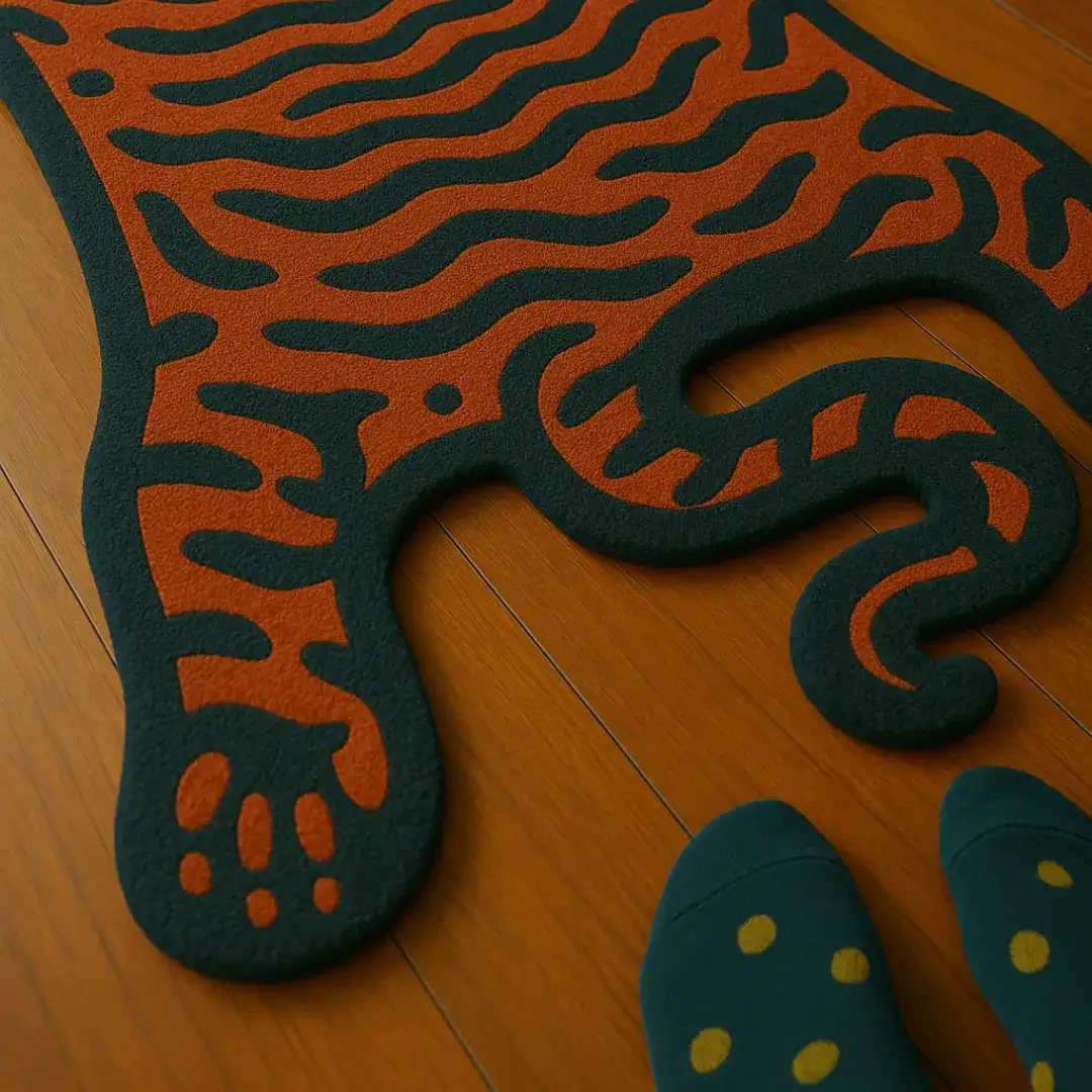 Orange Traditional Tibetan Tiger Rug