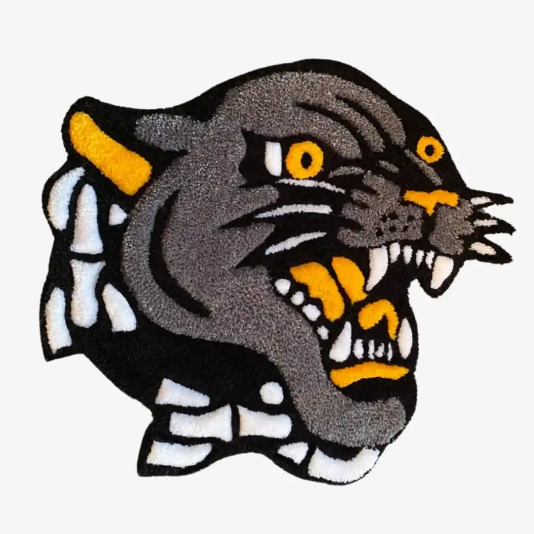 panther yellow tattoo rug