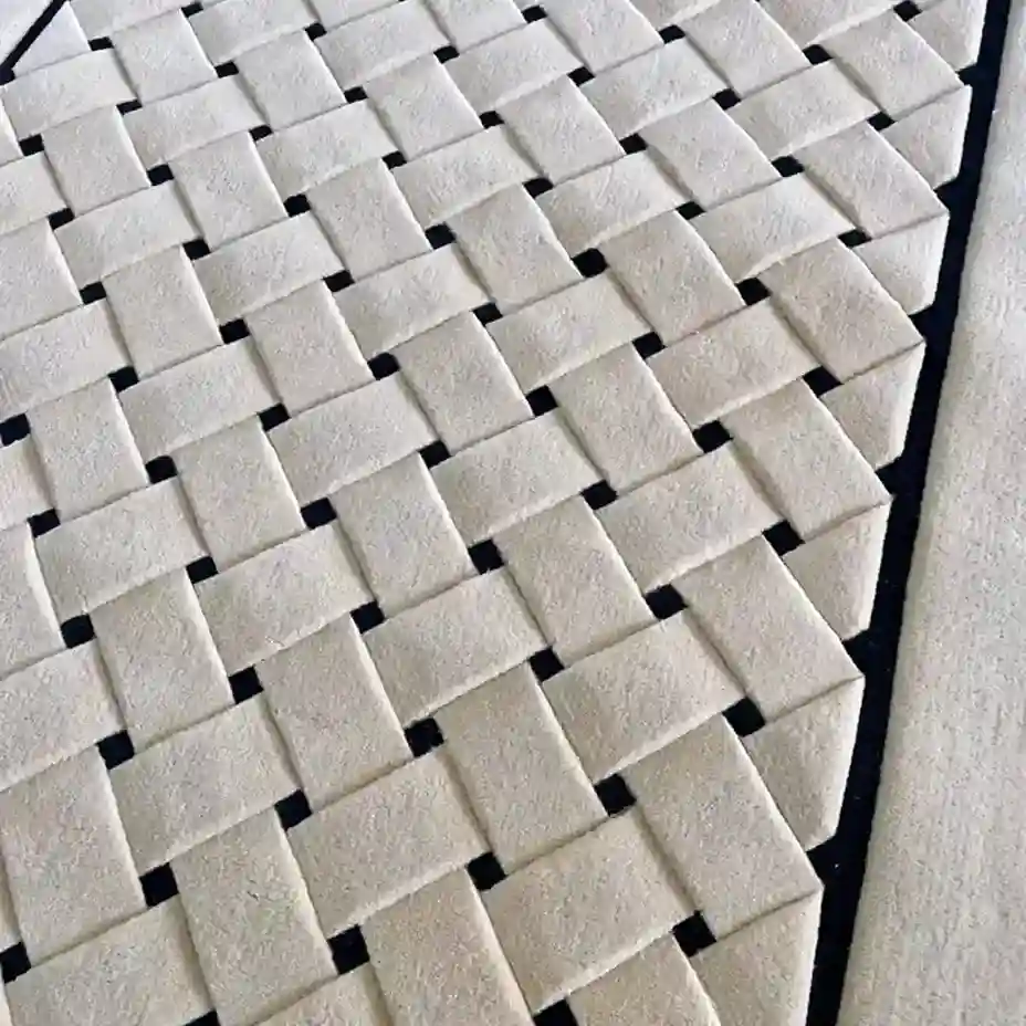 white & black geometrical hand tufted area rugs