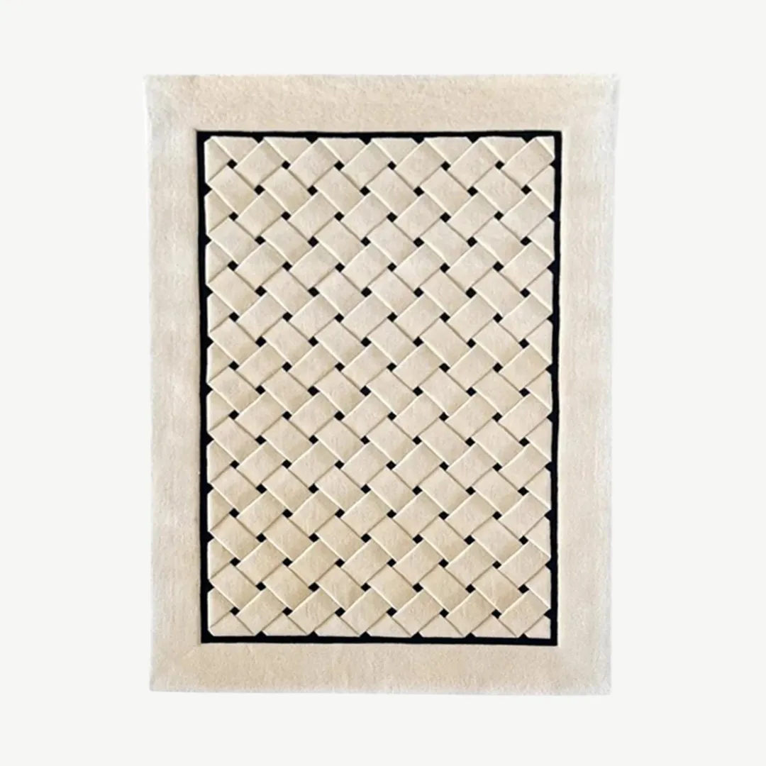 white & black geometrical hand tufted area rugs