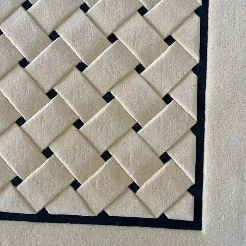 white & black geometrical hand tufted area rugs