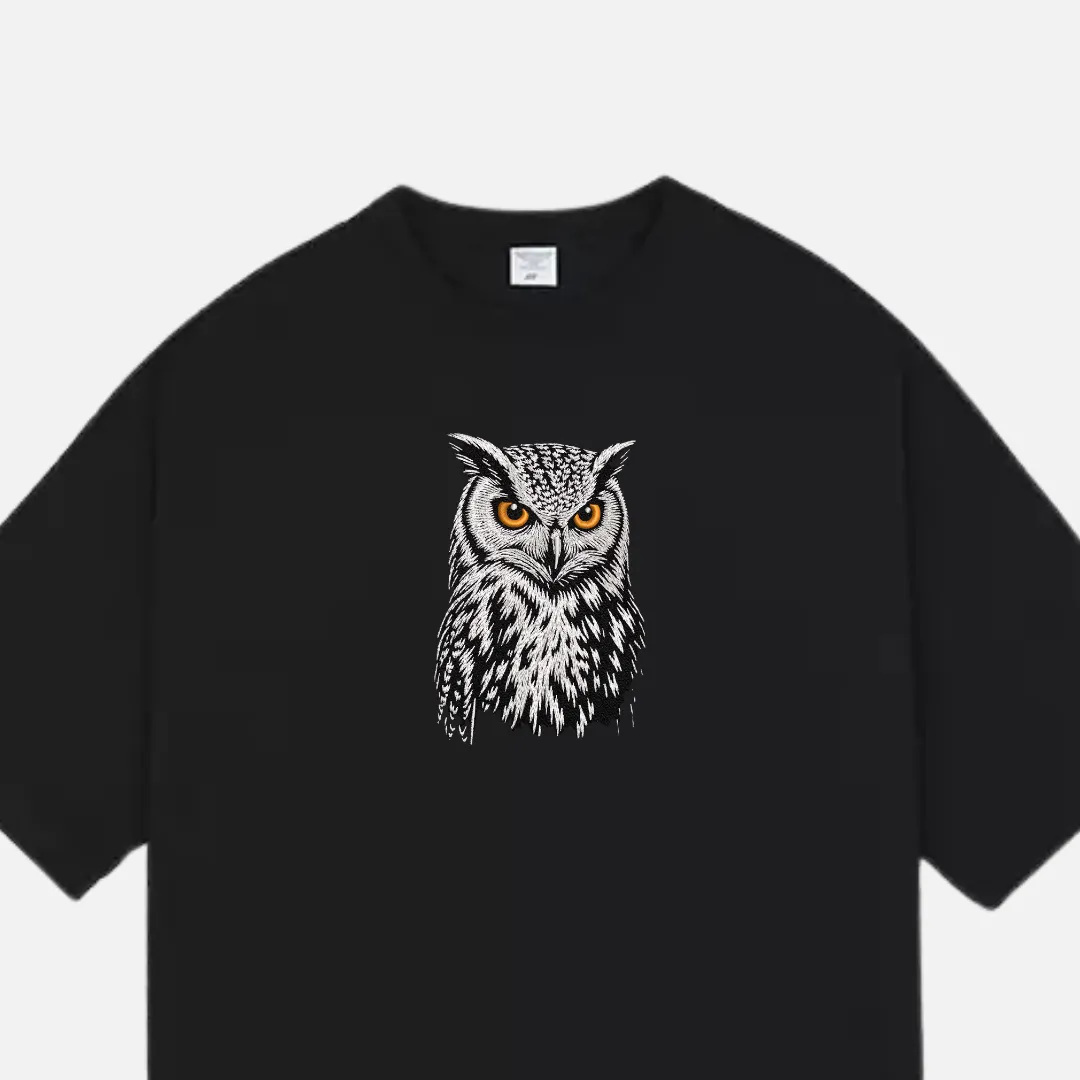 White Owl Embroidered Tshirt