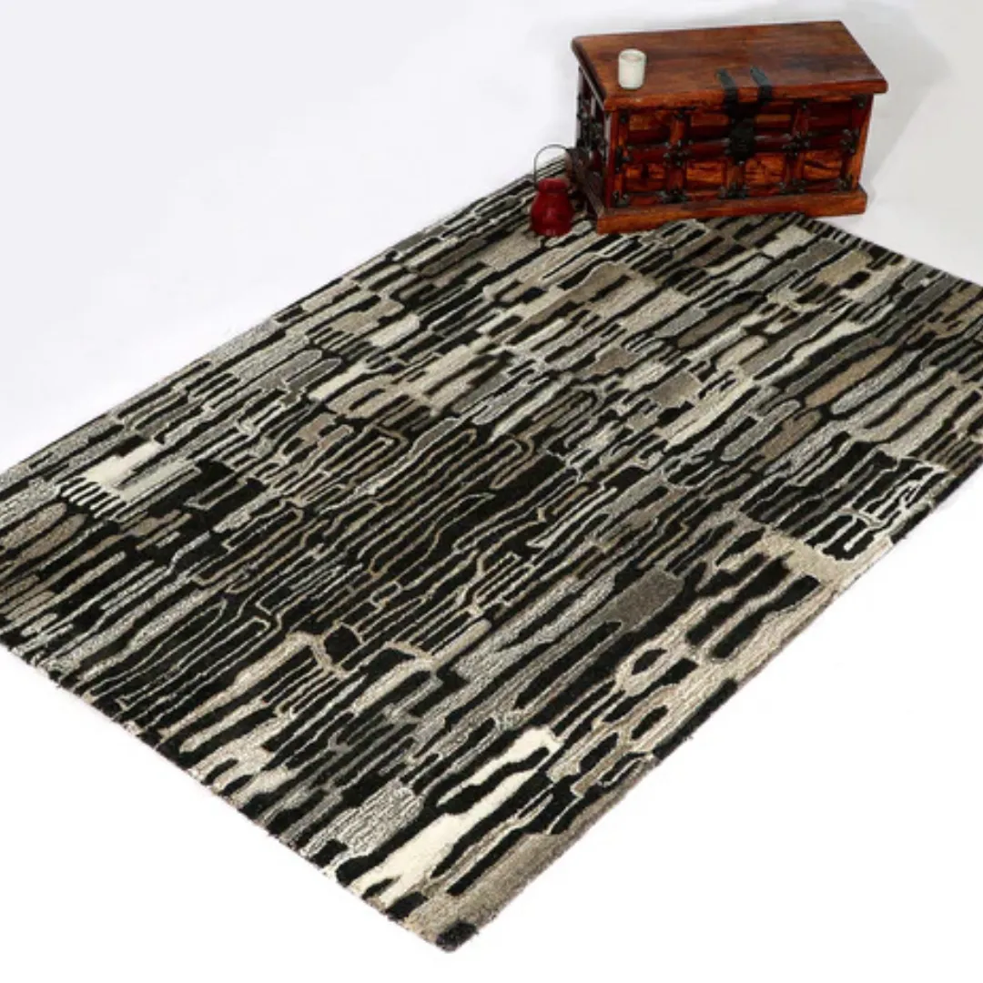 Earthy modern area rug in deep sand tone