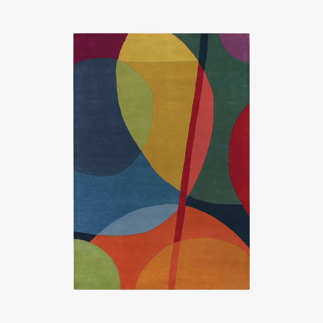 Color Loop area rug with abstract overlapping oval shapes