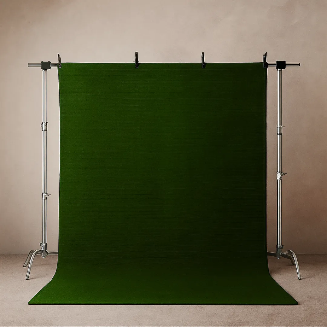 Hand-tufted green area rug hanging on wooden rack – explore green rugs collection at Sneagear