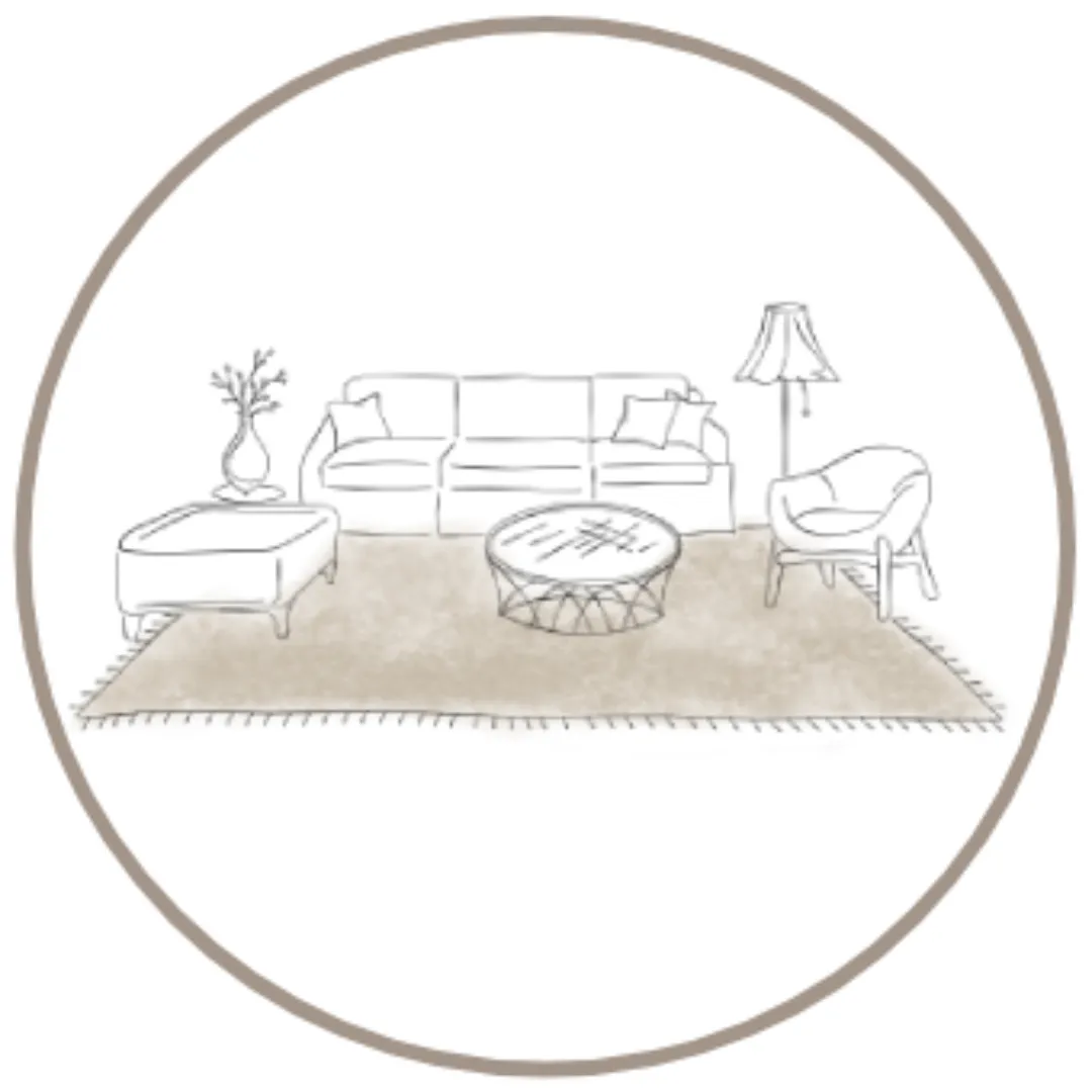 Neutral-tone area rug styled for a modern living room – discover living room rugs at Sneagear