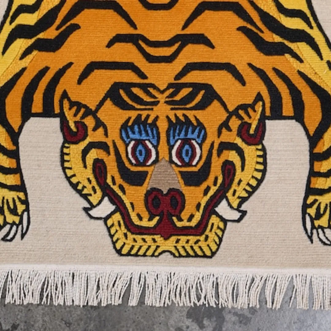 Traditional Tibetan tiger rug for meditation rooms