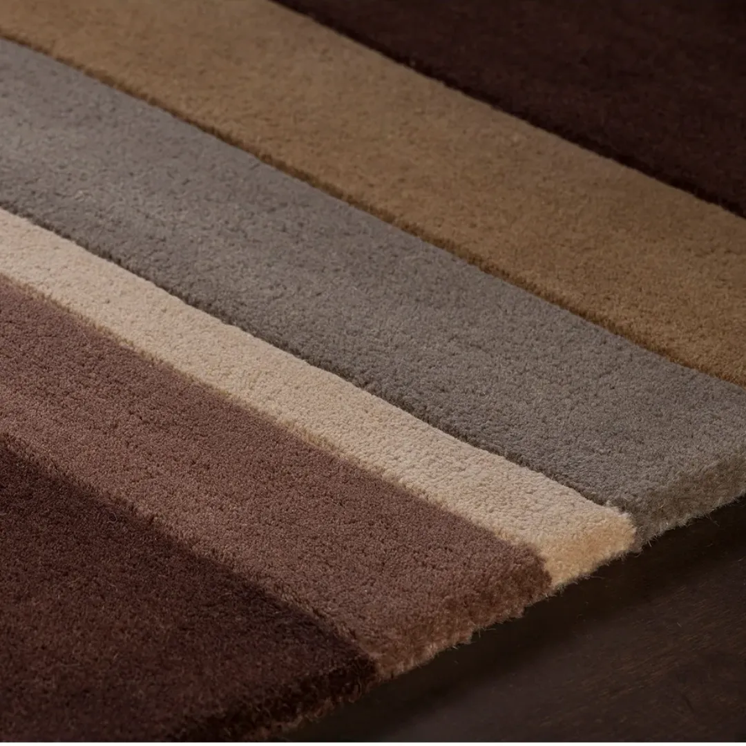Stylish wool rug with alternating color stripes