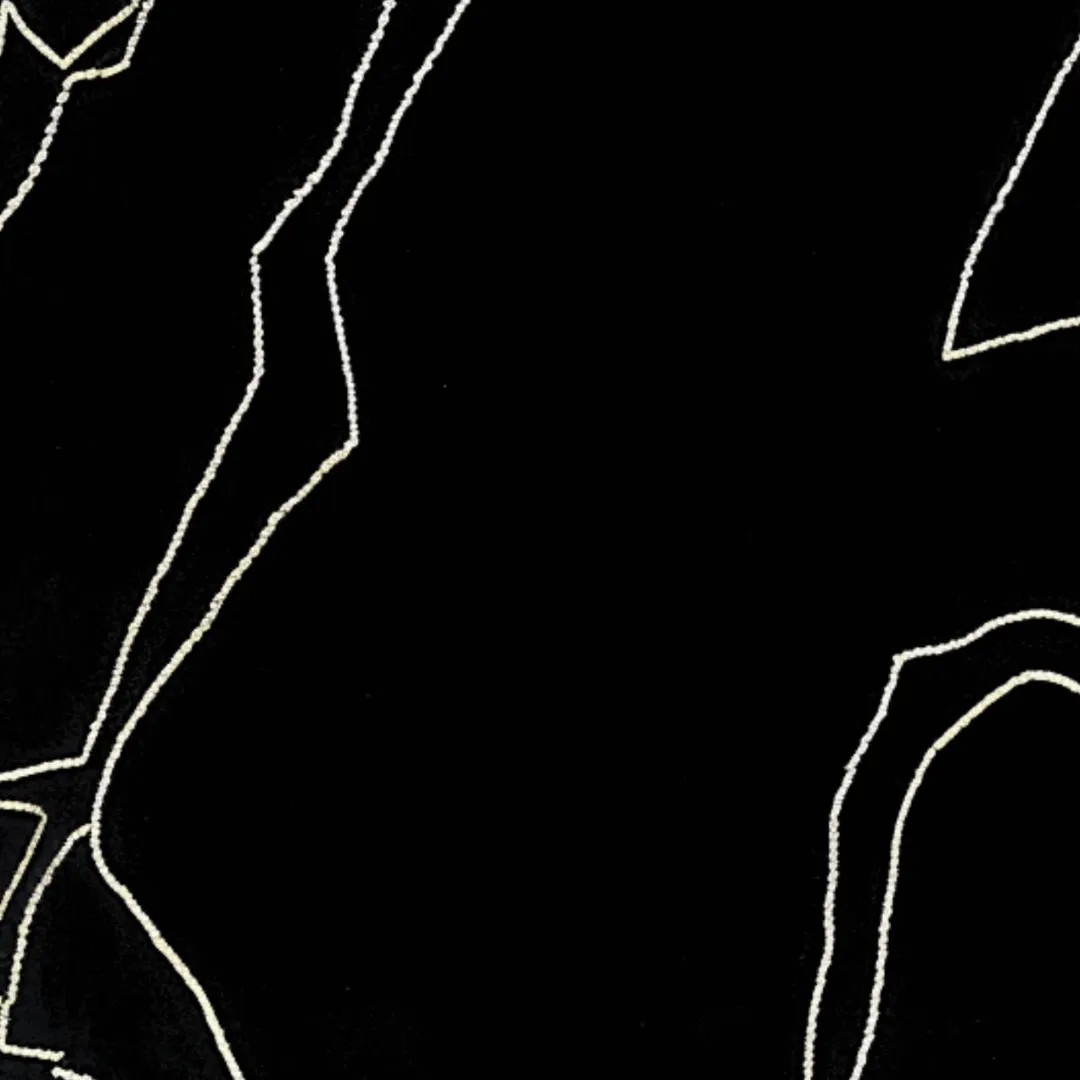 Hand-tufted black rug with white sketch pattern