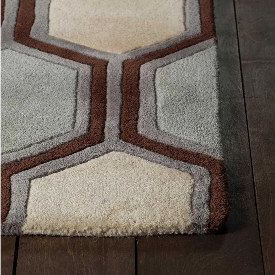Contemporary wool rug with clean lines and geometric pattern