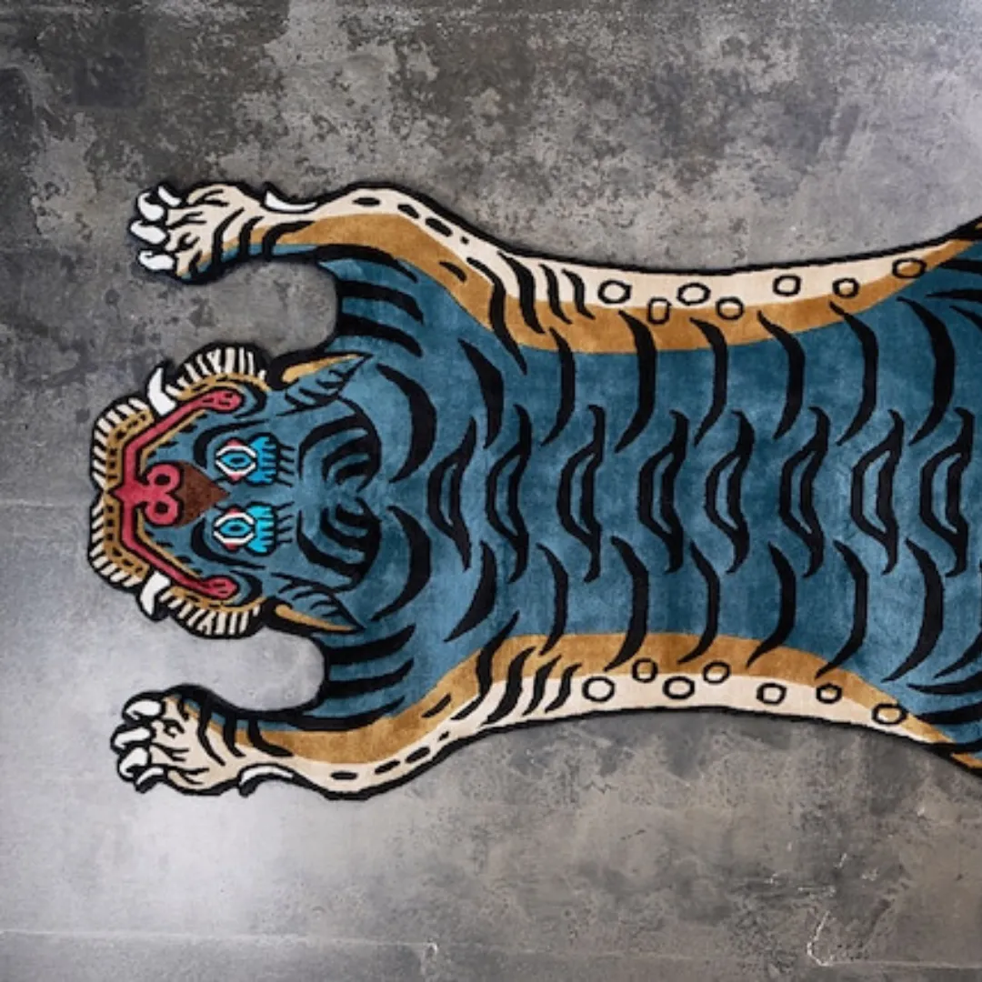 Artisan-made wool rug inspired by Tibetan Lamas