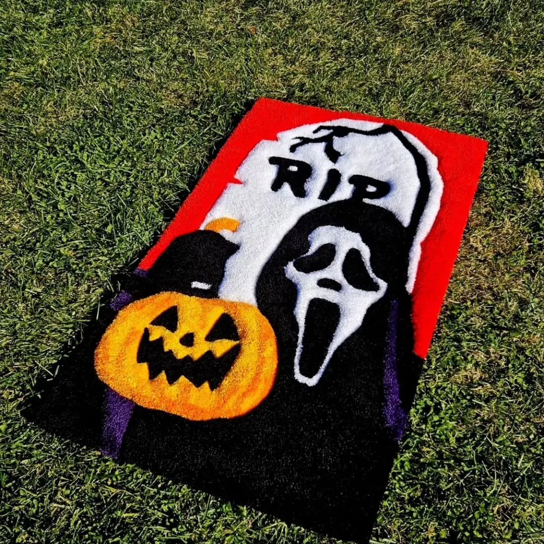 Halloween ghost and pumpkin wool rug with spooky design