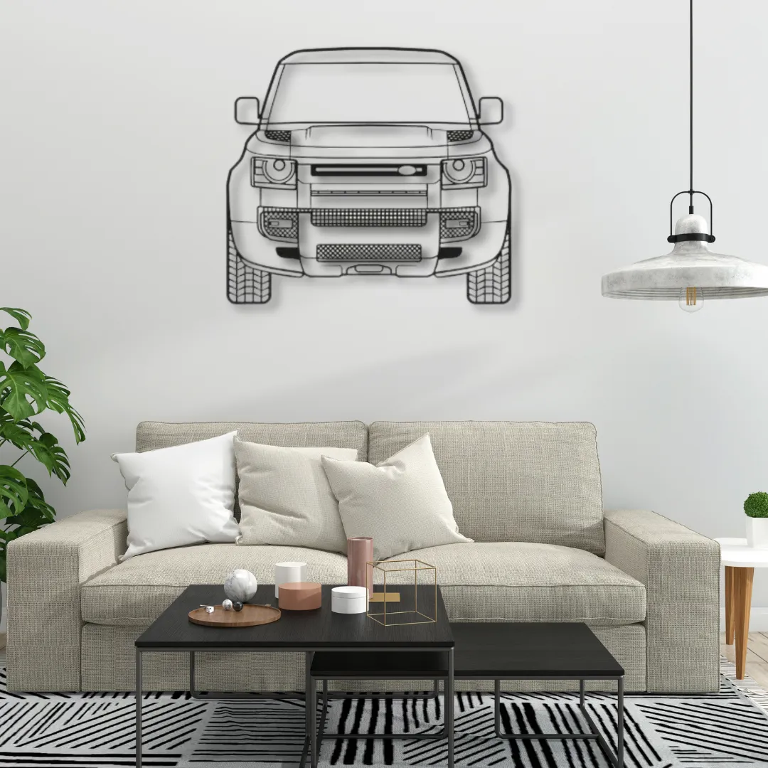 Land Rover Defender Car Art Custom Land Rover Defender metal art for automotive enthusiasts.