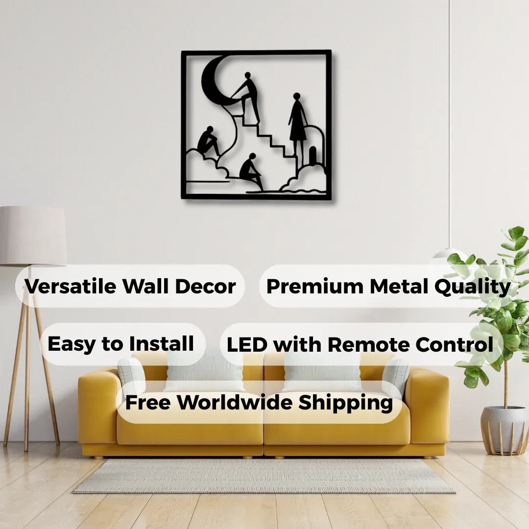Moon Stairway Silhouette Wall Decor Inspirational moon and stair design metal wall decor for living room