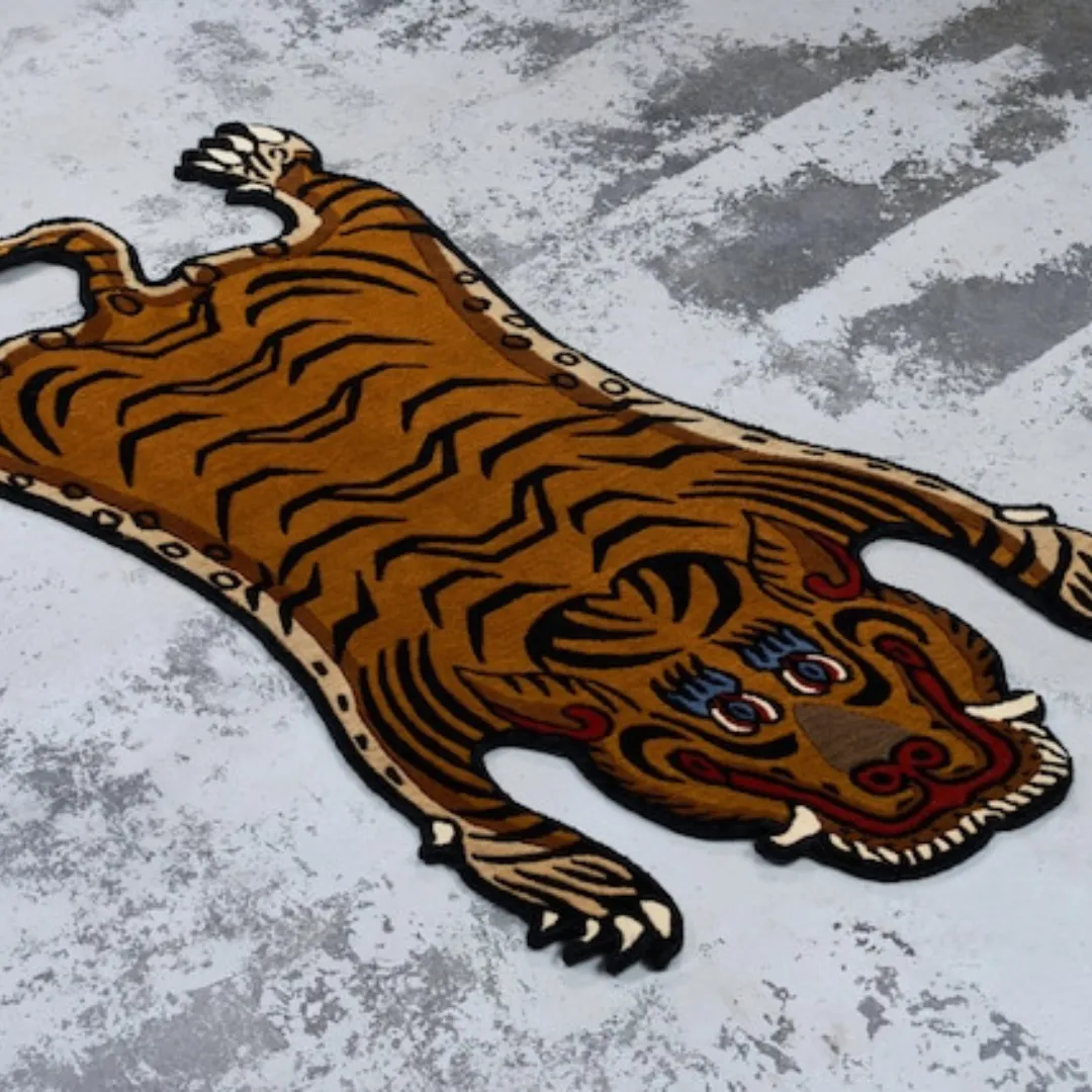 Mystic Tibetan Tiger Wool Rug with traditional design