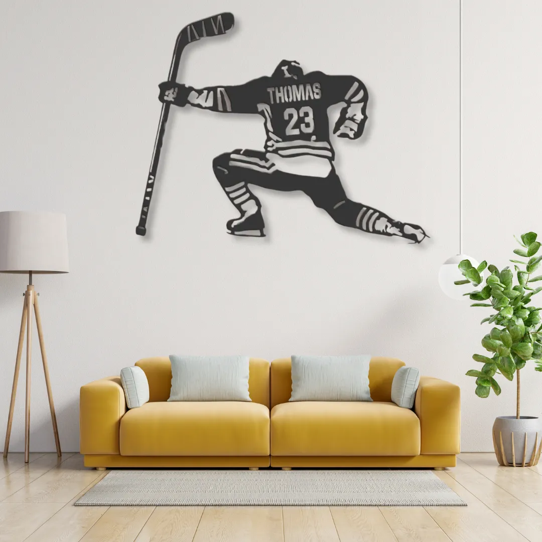 Custom Jersey Hockey Personalized Silhouette Custom hockey jersey metal wall art with personalized name and number