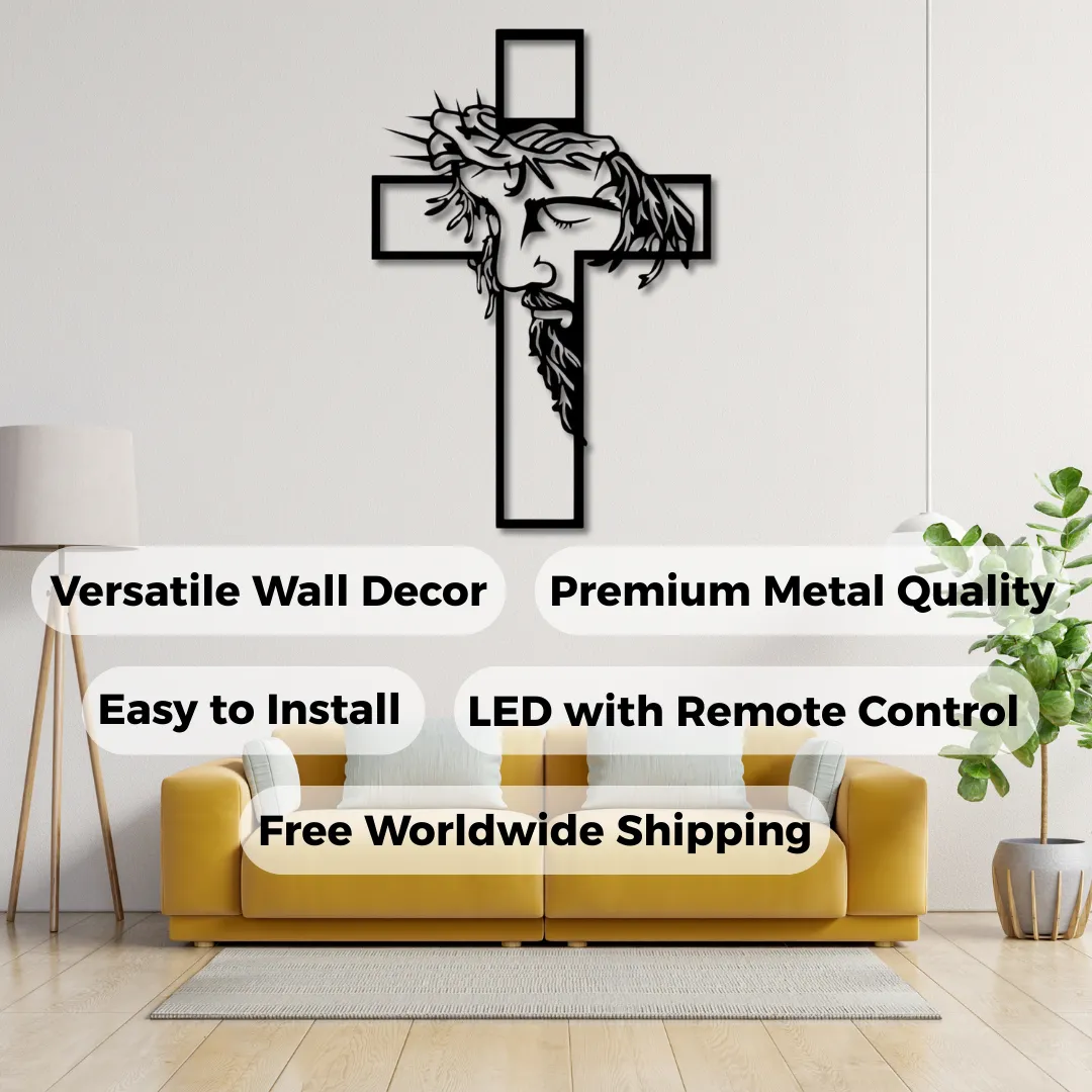 Jesus Cross Silhouettes Christian wall hanging cross with Jesus design