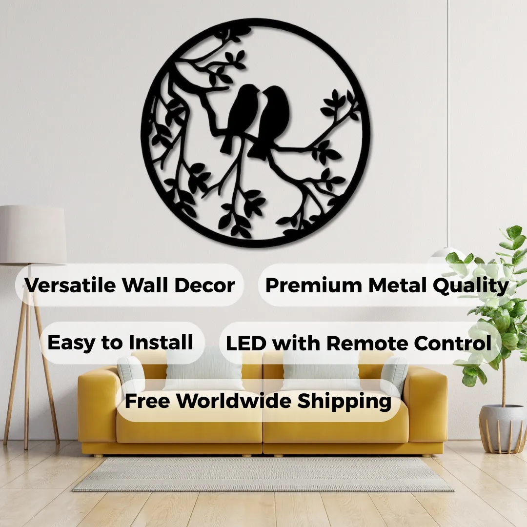 Love Birds Silhouettes Romantic love birds wall décor black metal