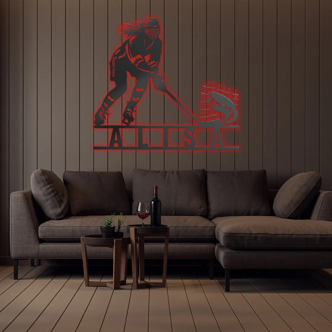 Red Hockey Spirit Personalized Silhouette Personalized sports-inspired wall hanging for modern interiors