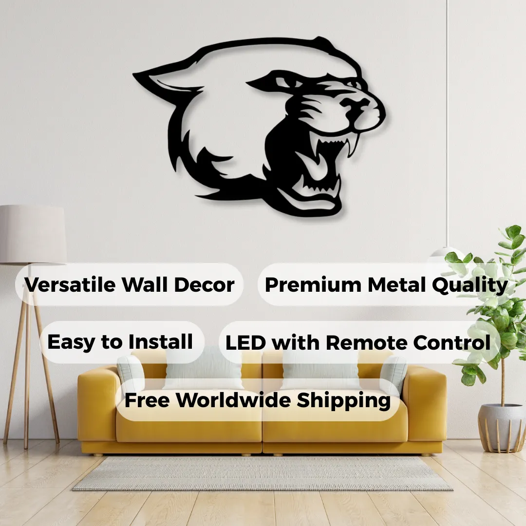 Wild Roar Silhouettes Black roaring panther silhouette wall décor for modern interiors.