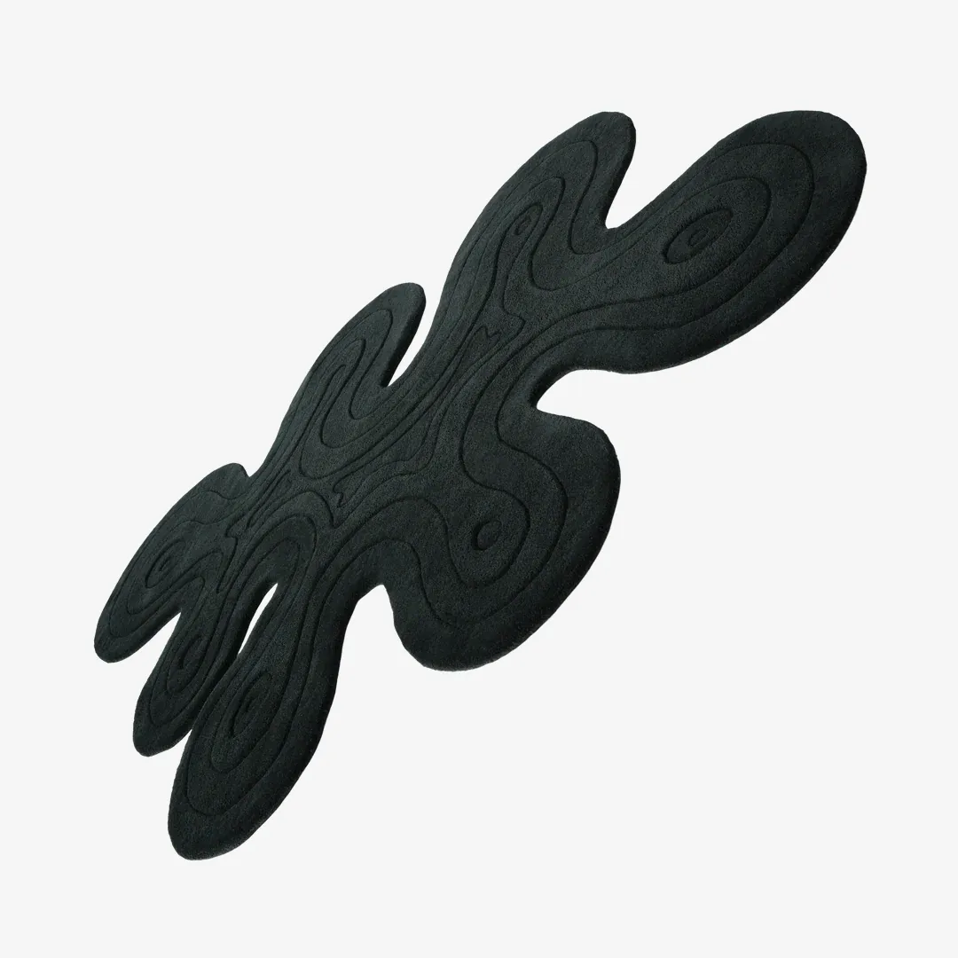 Charcoal Drift Irregular Rug Charcoal Drift Rug featuring abstract organic shape in deep black tones – handmade tufted rug by Sneagear