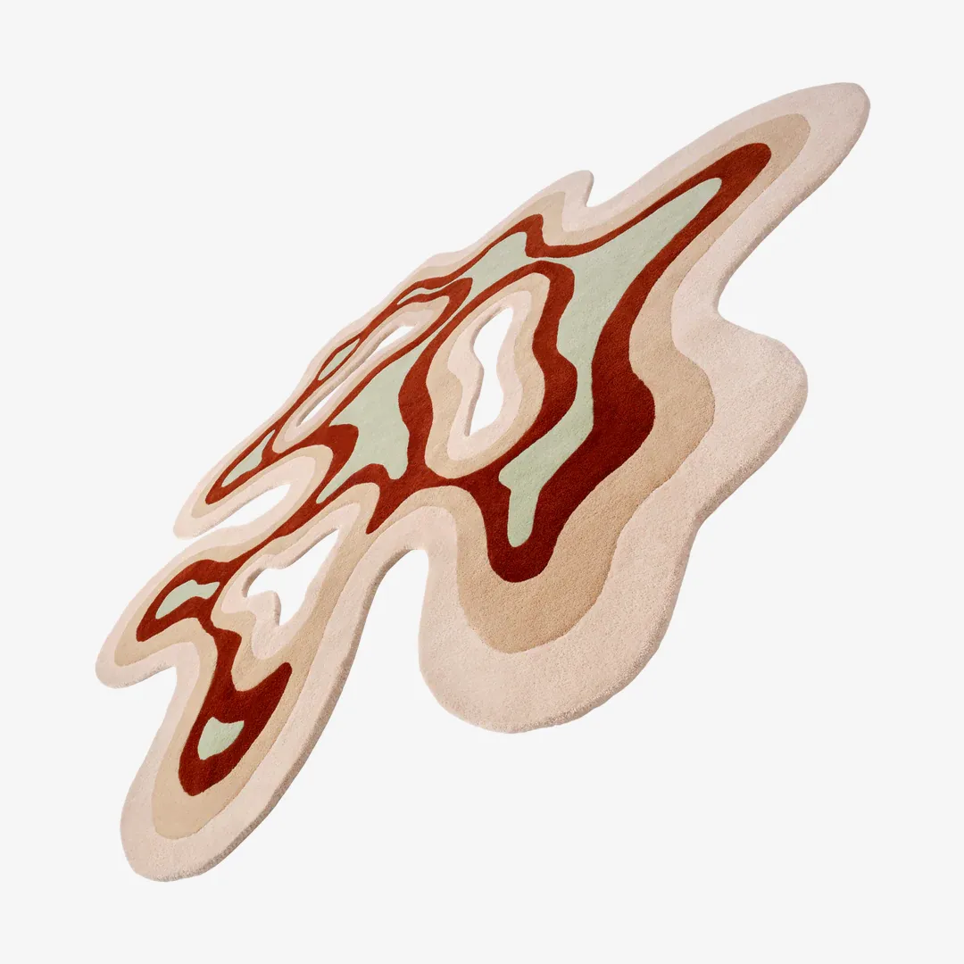 Grounded Glow Irregular Rug Modern Grounded Glow Rug with abstract contour design and wavy multi-tone pattern – hand-tufted wool rug