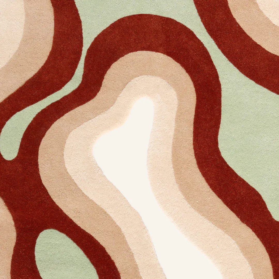 Grounded Rug Contemporary rug in natural beige and brown tones with fluid layered shapes – Grounded Glow handmade area rug