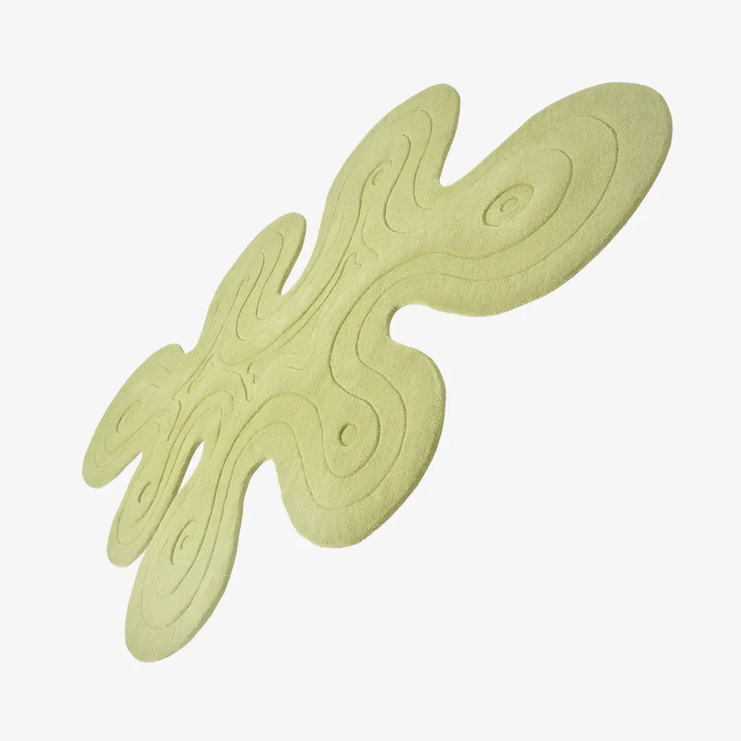 Mint Swirl Irregular Rug Modern Mint Swirl Rug with flowing embossed design and pastel green hue – hand-tufted wool rug