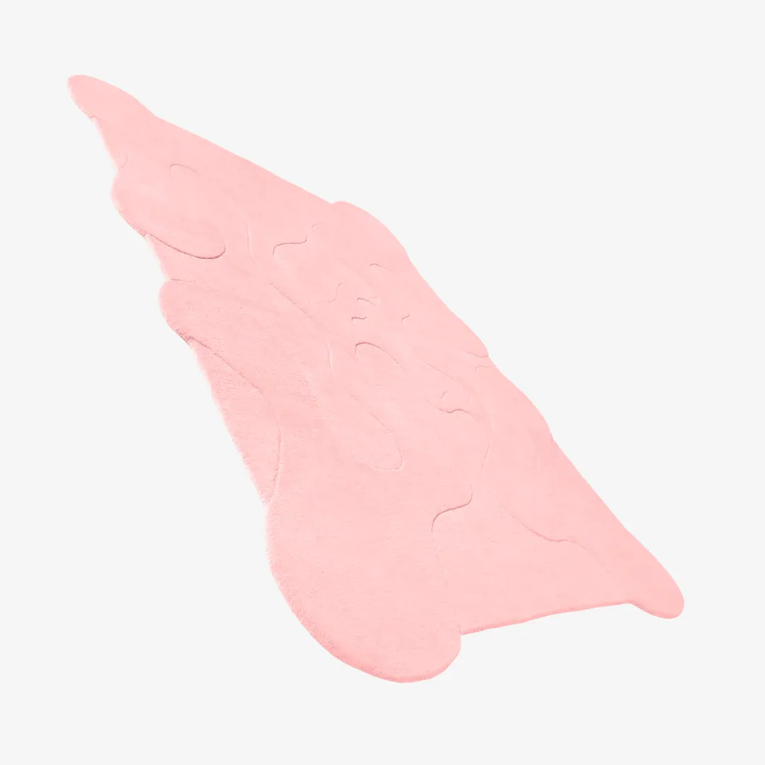 Rose Drift Irregular Rug Elegant Rose Drift Rug in blush pink with fluid modern pattern – hand-tufted wool rug