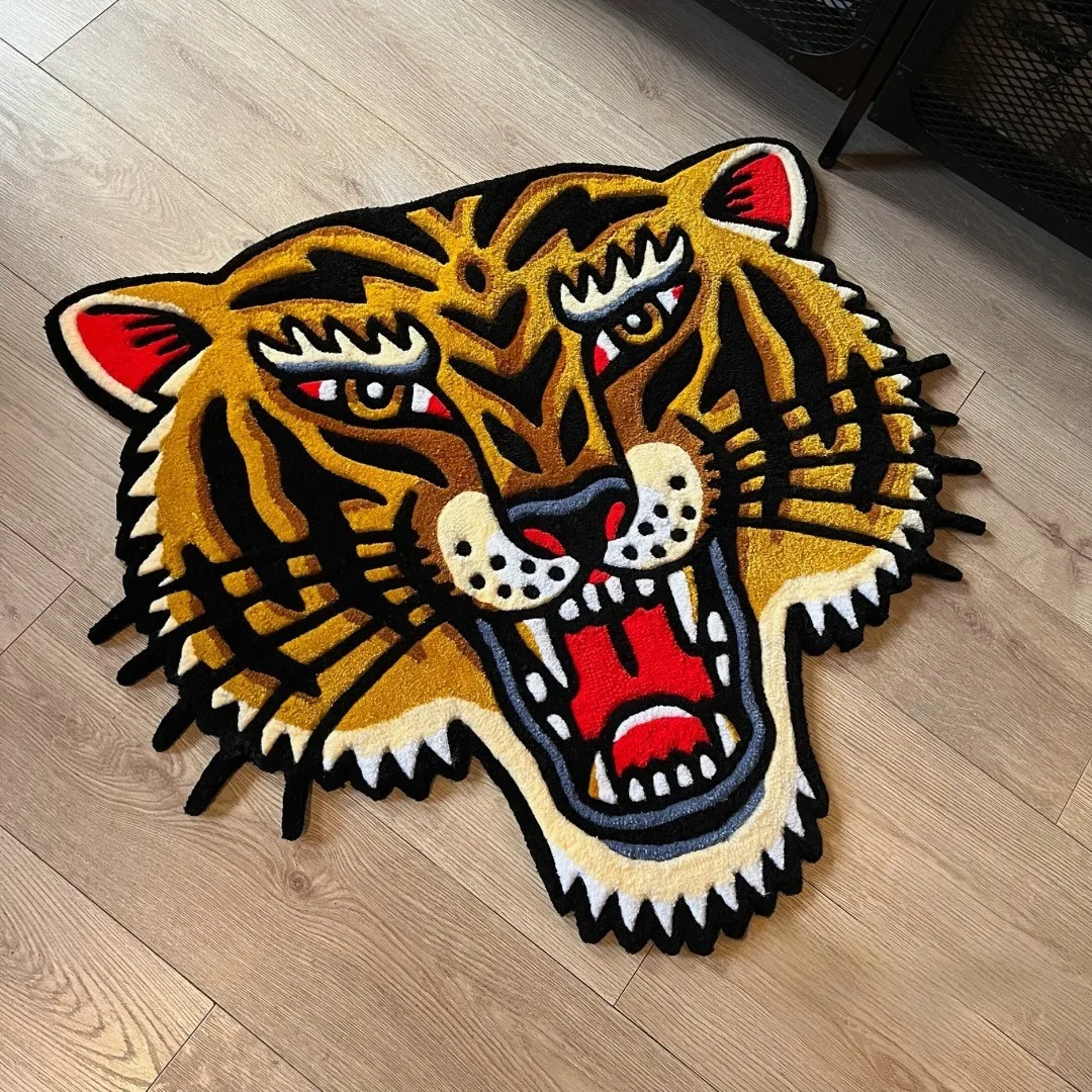 Spirit Roar Rug Spirit Roar Rug featuring a fierce tiger head design – tattoo-inspired hand-tufted wool rug by Sneagear