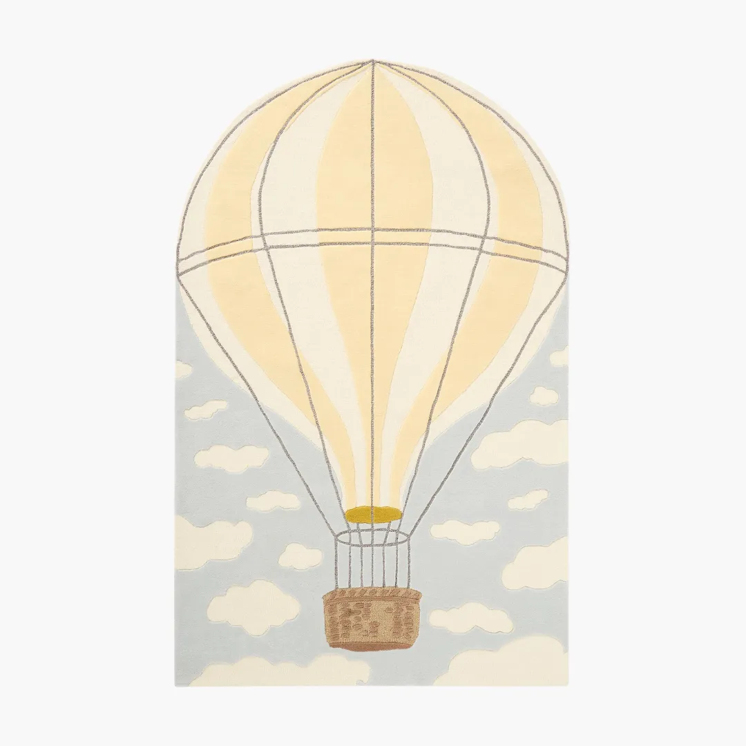 Cloud Dancer Rug Cloud Dancer Rug featuring a hot air balloon design with soft pastel clouds – hand-tufted wool rug by Sneagear