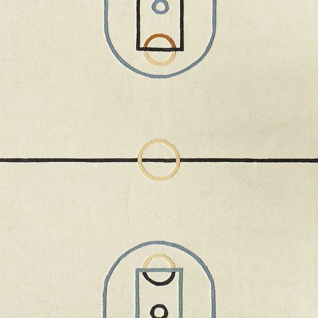 Court Play Area Rug Basketball court inspired rug in cream with outlined markings – Court Play wool rug