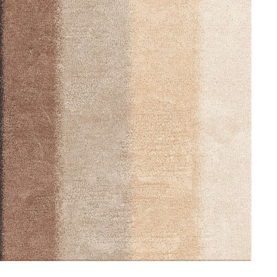 Contemporary textured rug with striped and solid panels
