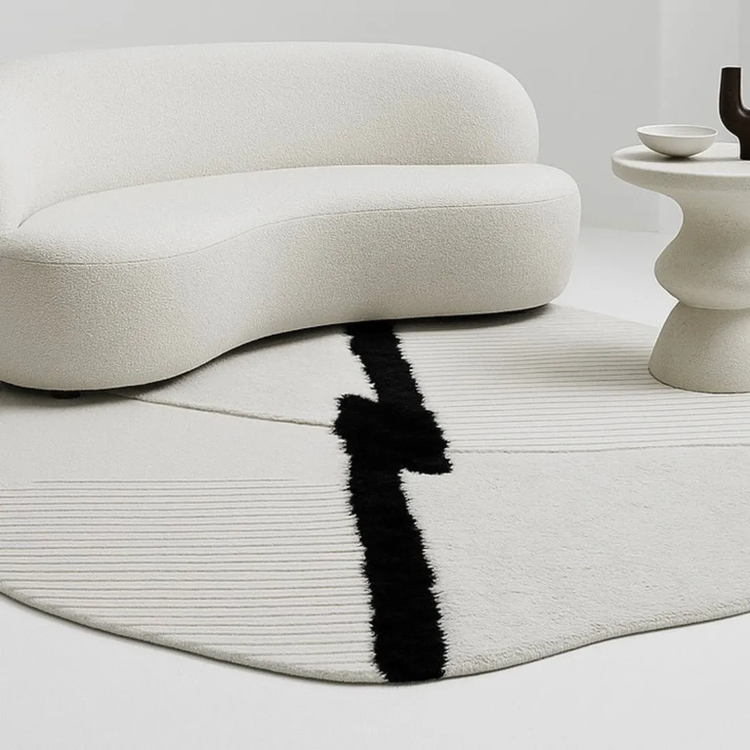 Irregular hand-tufted rug for monochrome or minimalist interiors