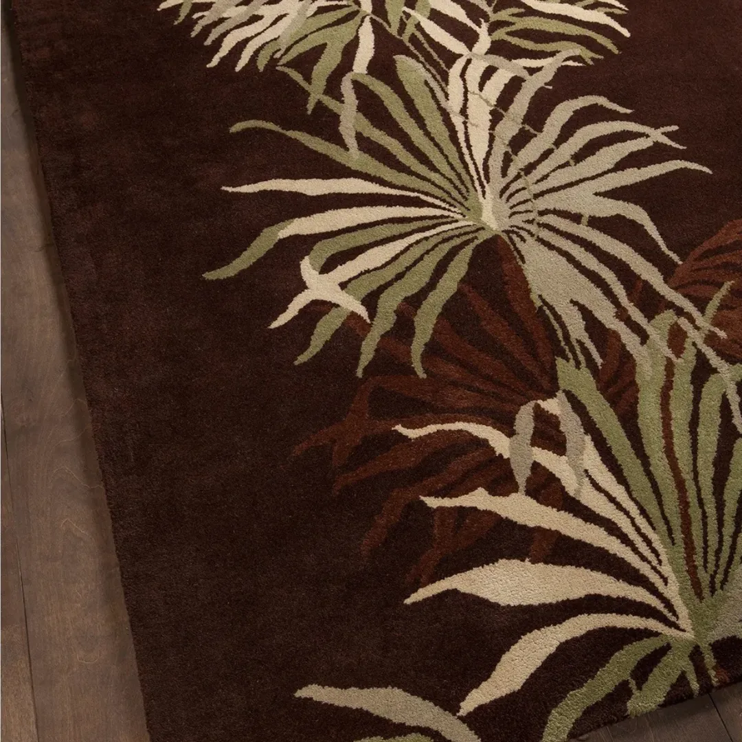 Nature-inspired rug with botanical fern pattern