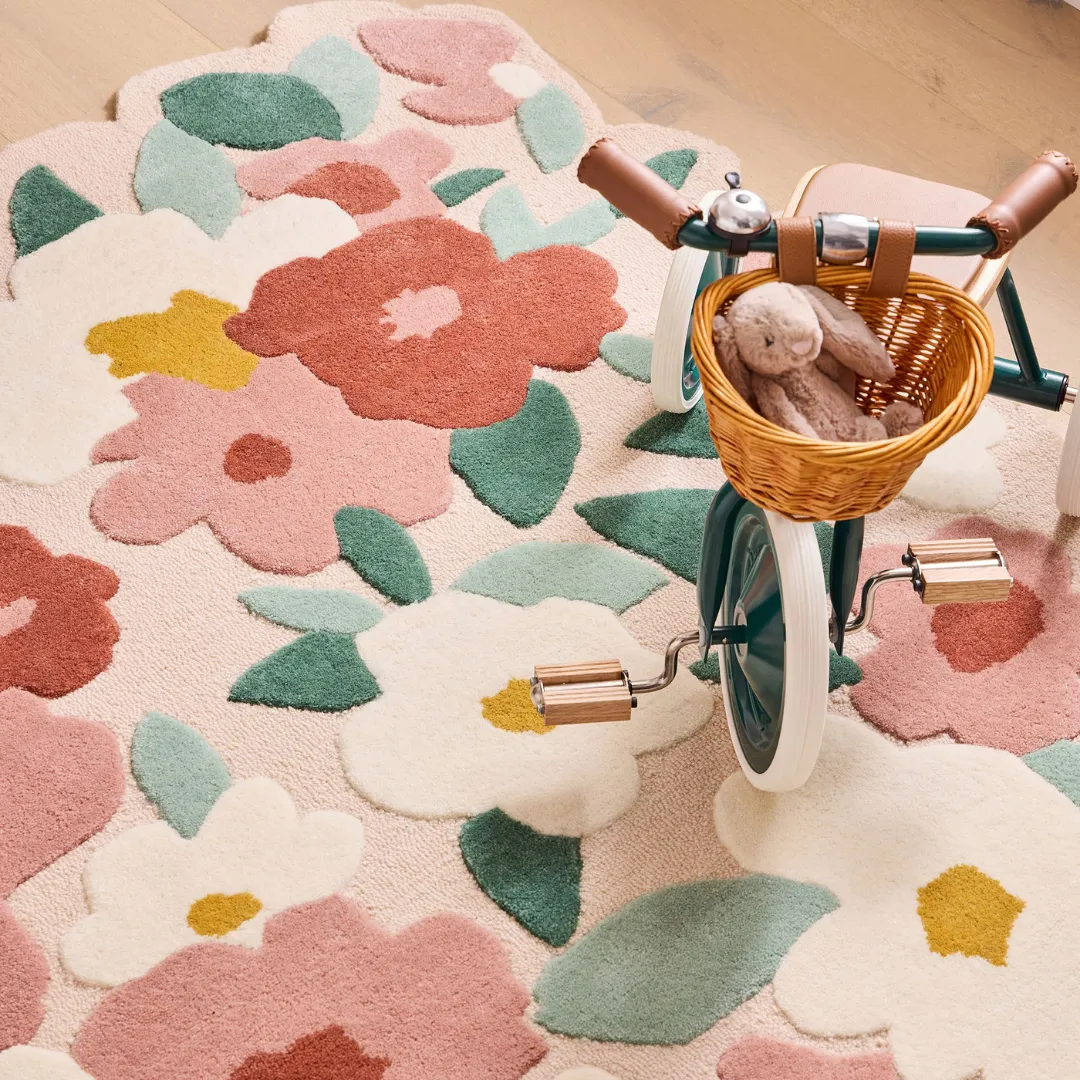 Terra Bloom Trail Area Rug Nature-inspired rug featuring hand-tufted flowers and leaves – Terra Bloom Trail design by Sneagear